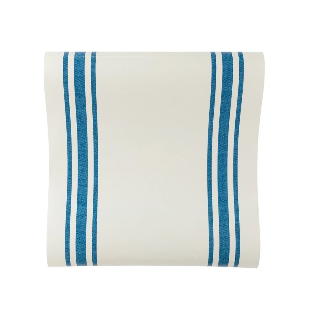 Blue & Cream Striped Paper Table Runner