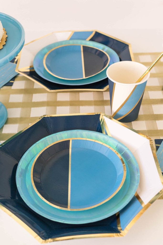 Blue & Gold Markle Dessert Plates 8ct