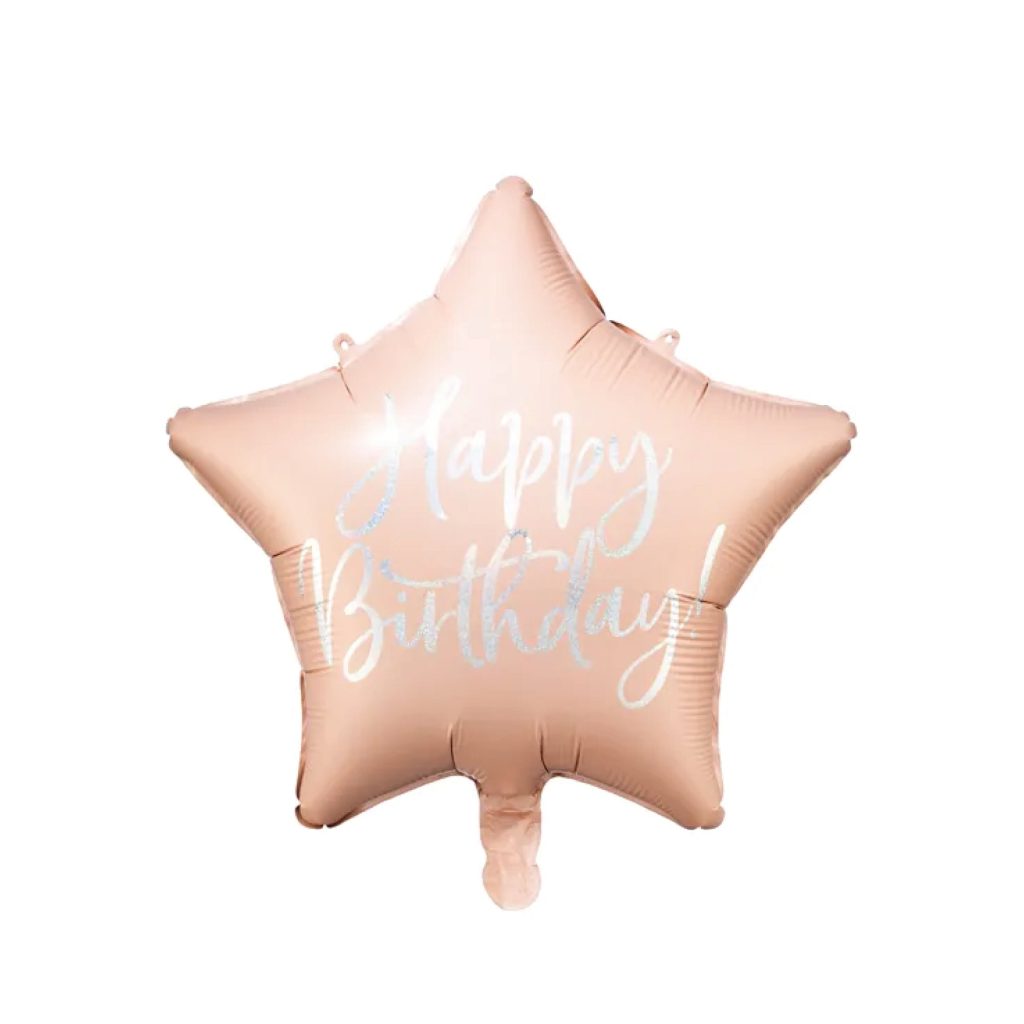 Blush Pink Happy Birthday Star Balloon 15.5in