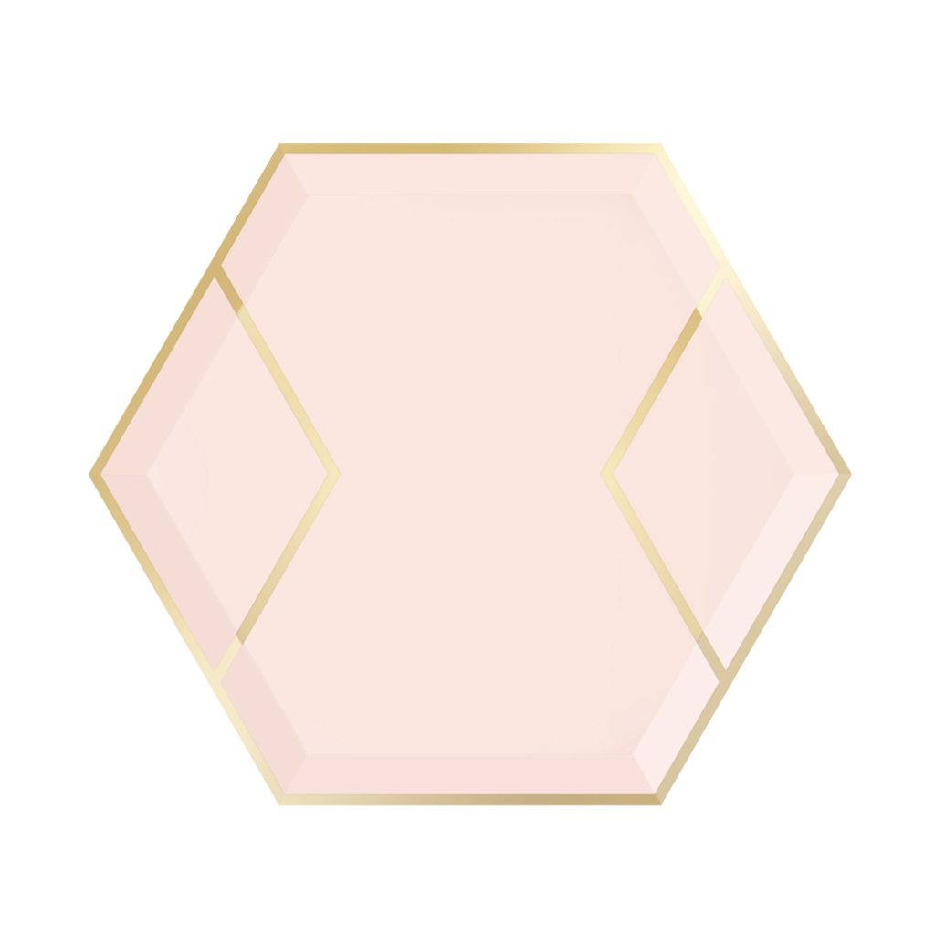 Blush Pink & Gold Hexagon Dessert Plates 8ct