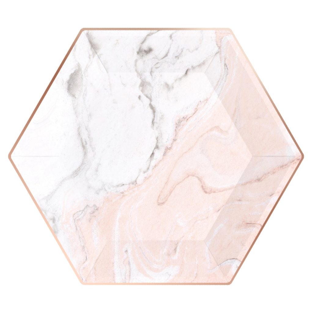 Blush Pink & Rose Gold Marble Lunch Plates 8ct