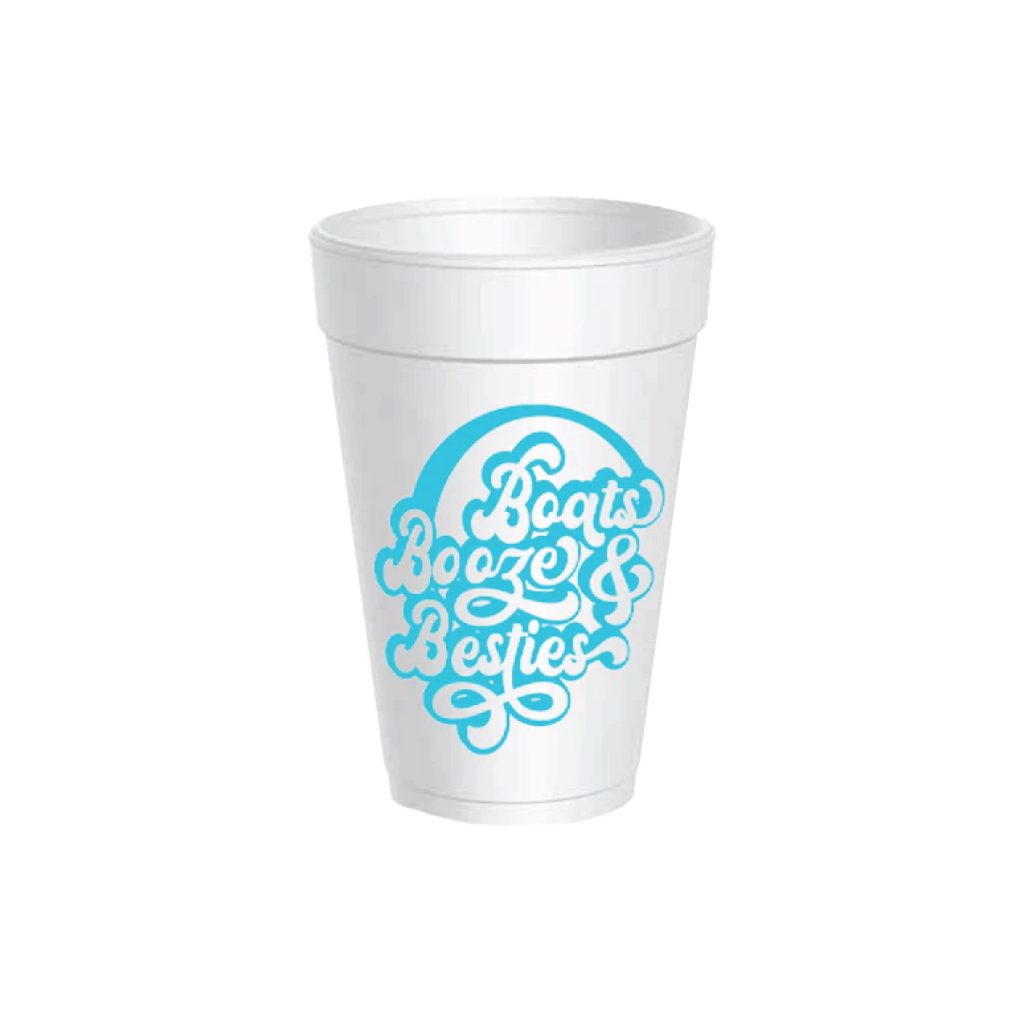 Boats Booze & Besties Styrofoam Cups With Lids 10ct