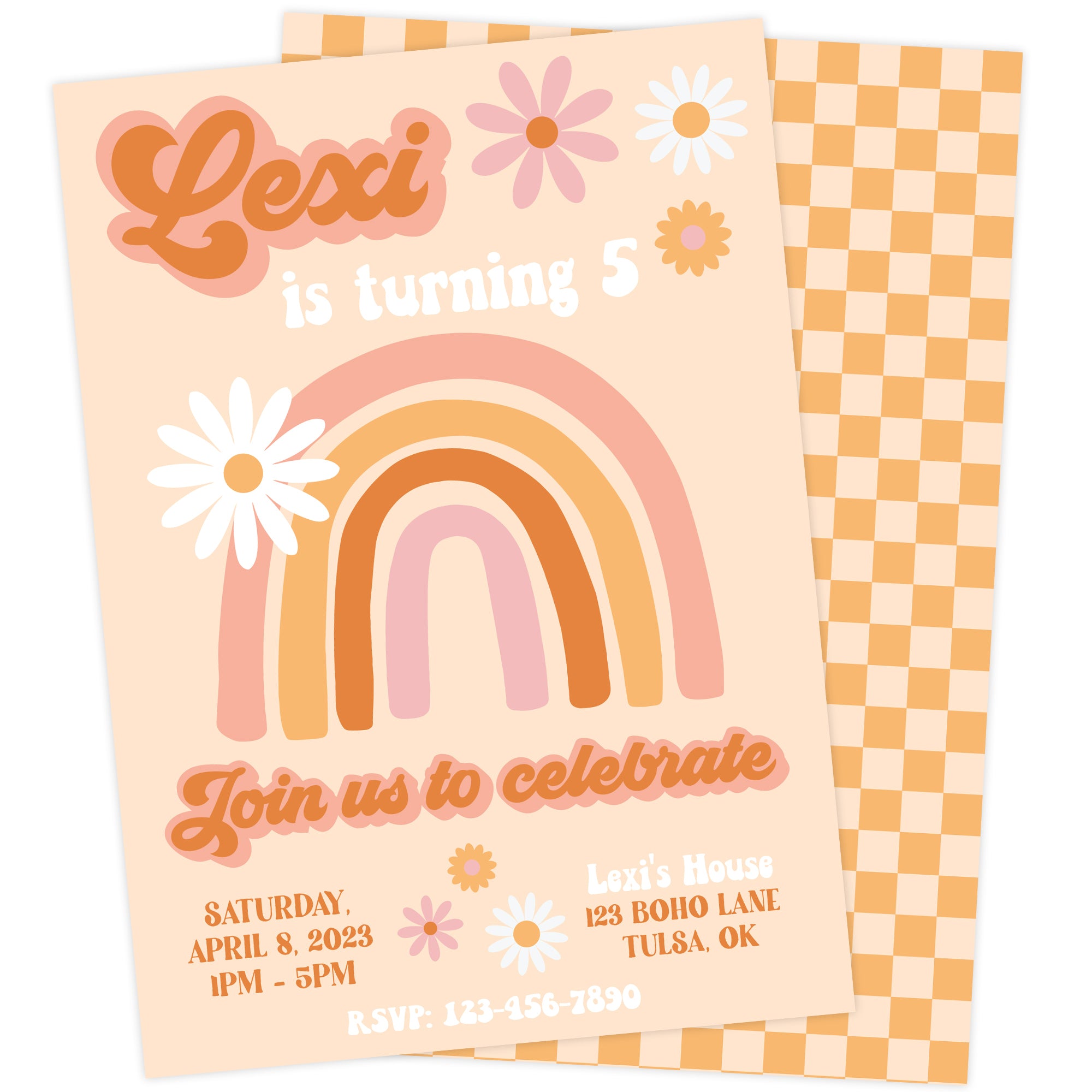 Boho Rainbow Birthday Party Invitation