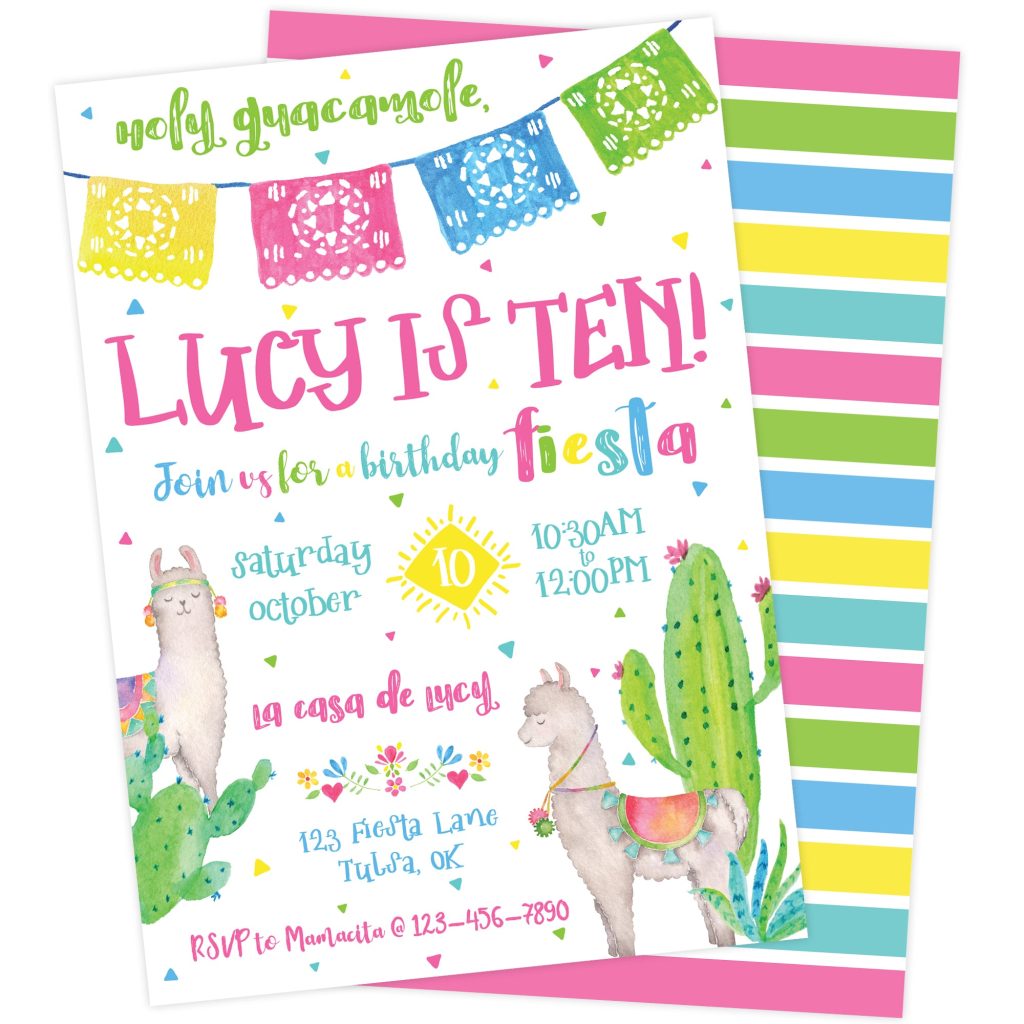 Boho Fiesta Llama Birthday Party Invitation