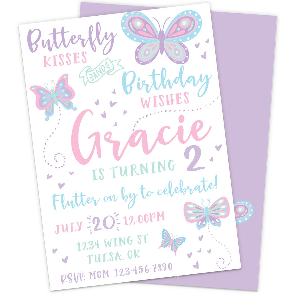 Fluttering Butterfly Birthday Party Invitation