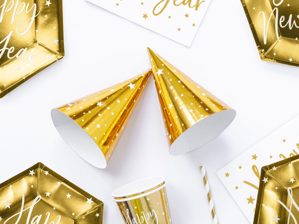 Gold Star Party Hats 6ct