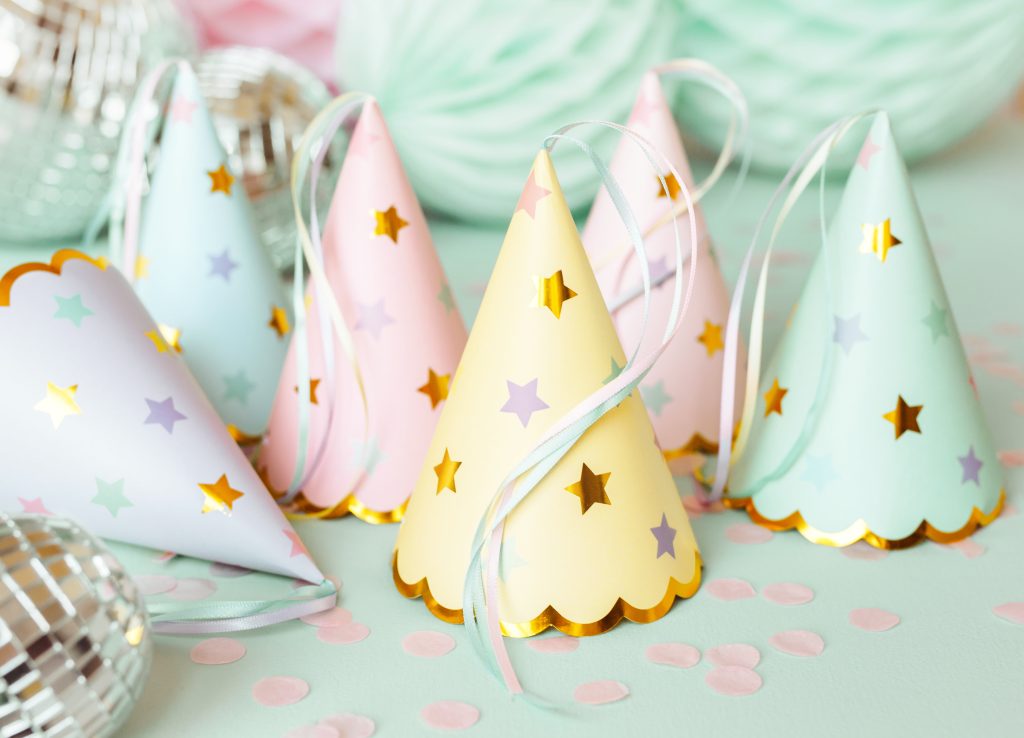 Assorted Pastel Star Party Hats 6ct