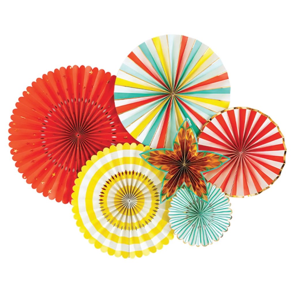 Carnival Paper Fan Decorations 6ct