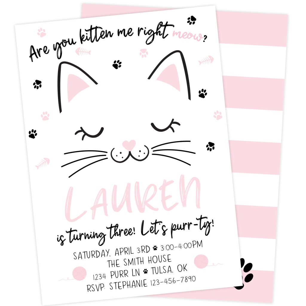 Purrfect Cat Pawty Birthday Invitation