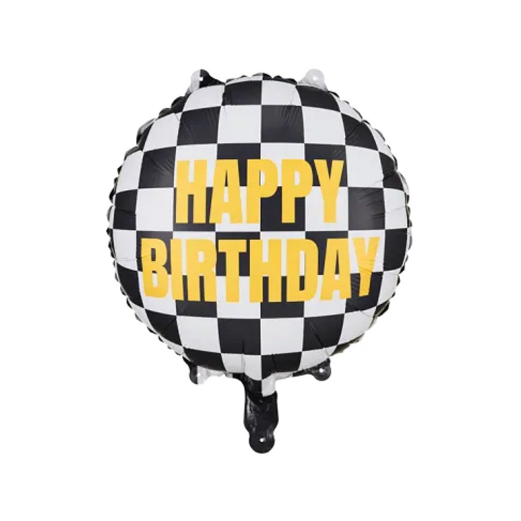 Checkered Flag Happy Birthday Foil Balloon 14in