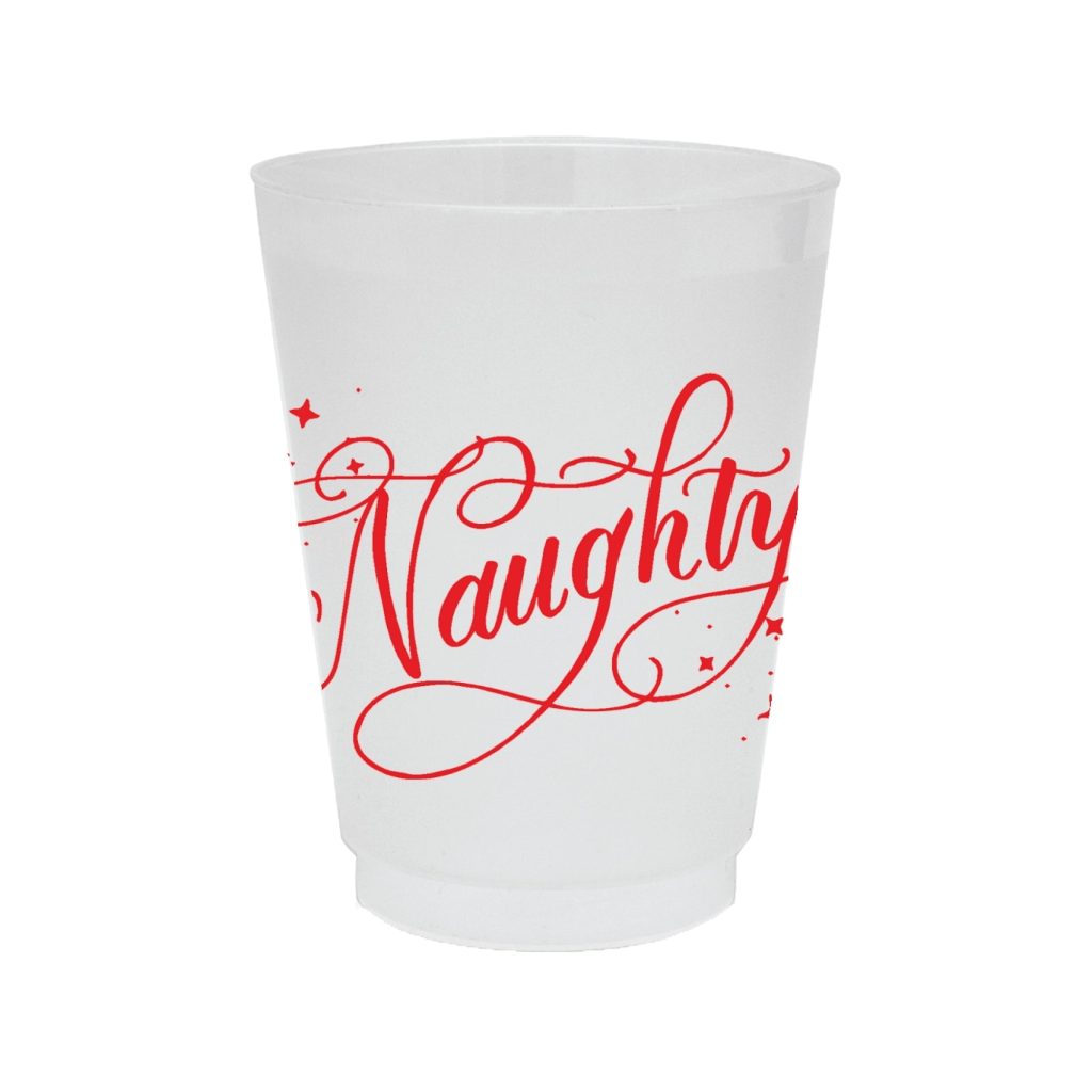 Naughty Christmas Frosted Plastic Cups 8ct