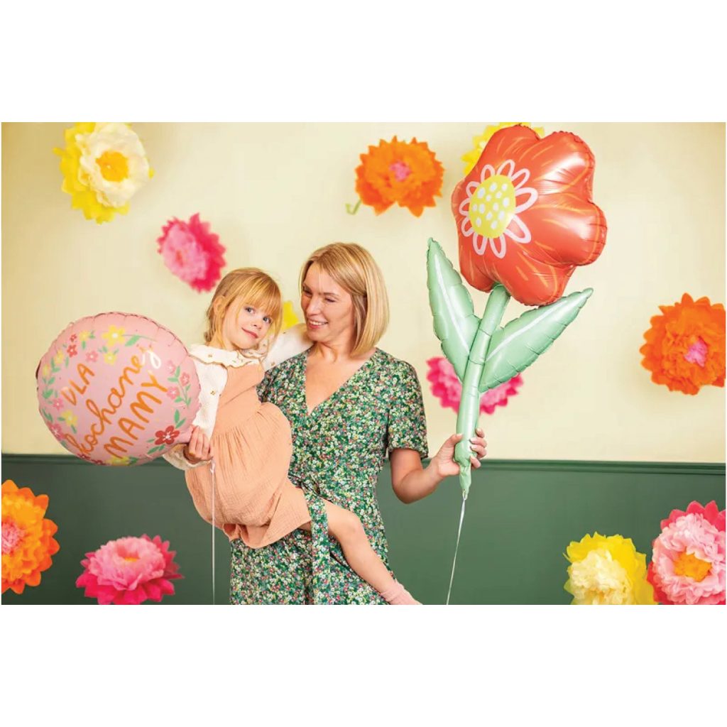 Coral Pink Stemmed Flower Foil Balloon 29.5in