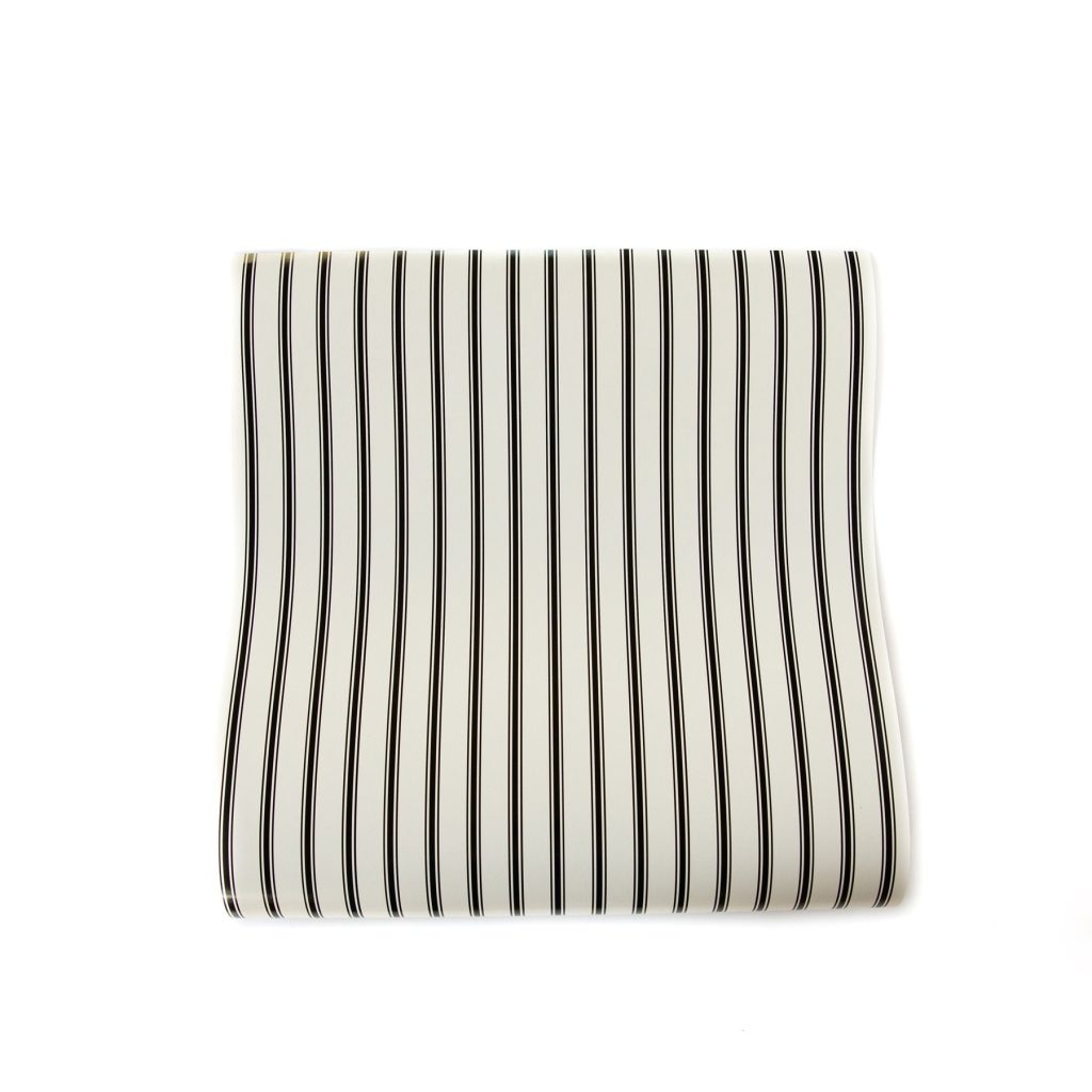 Black & Cream Stripes Paper Table Runner 10ft