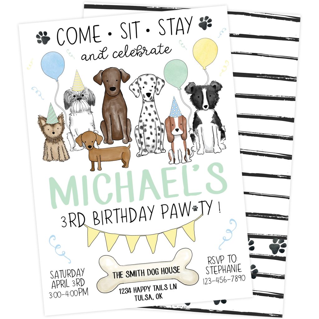 Dog Pawty Birthday Party Invitation