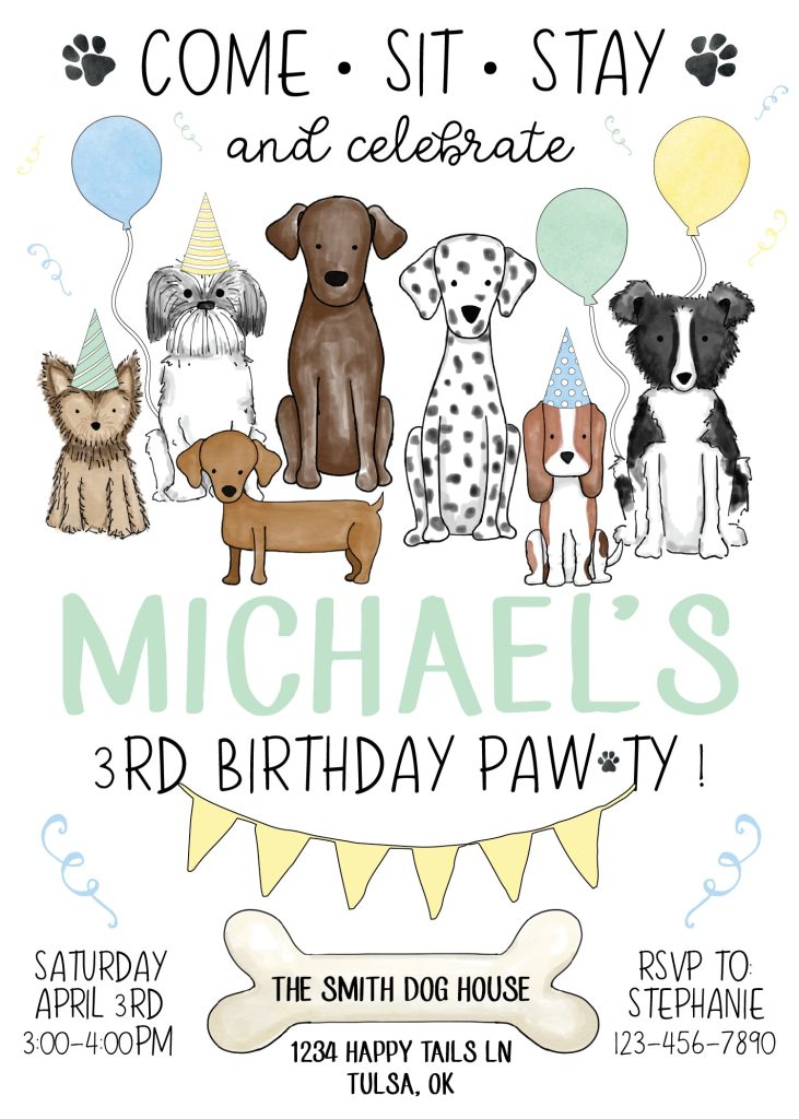 Dog Pawty Birthday Party Invitation