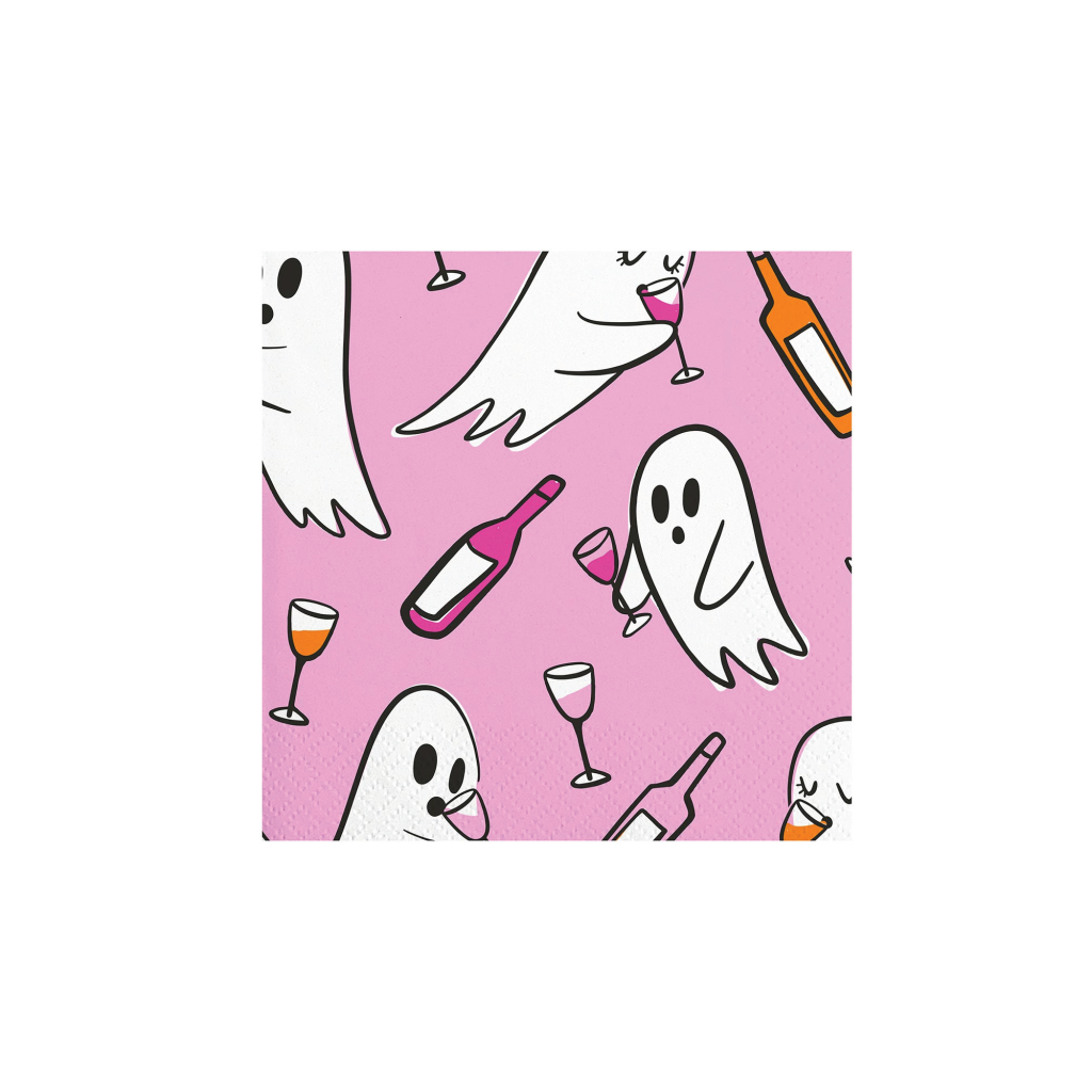 Drinking Ghosts Neon Pink Dessert Napkins 20ct