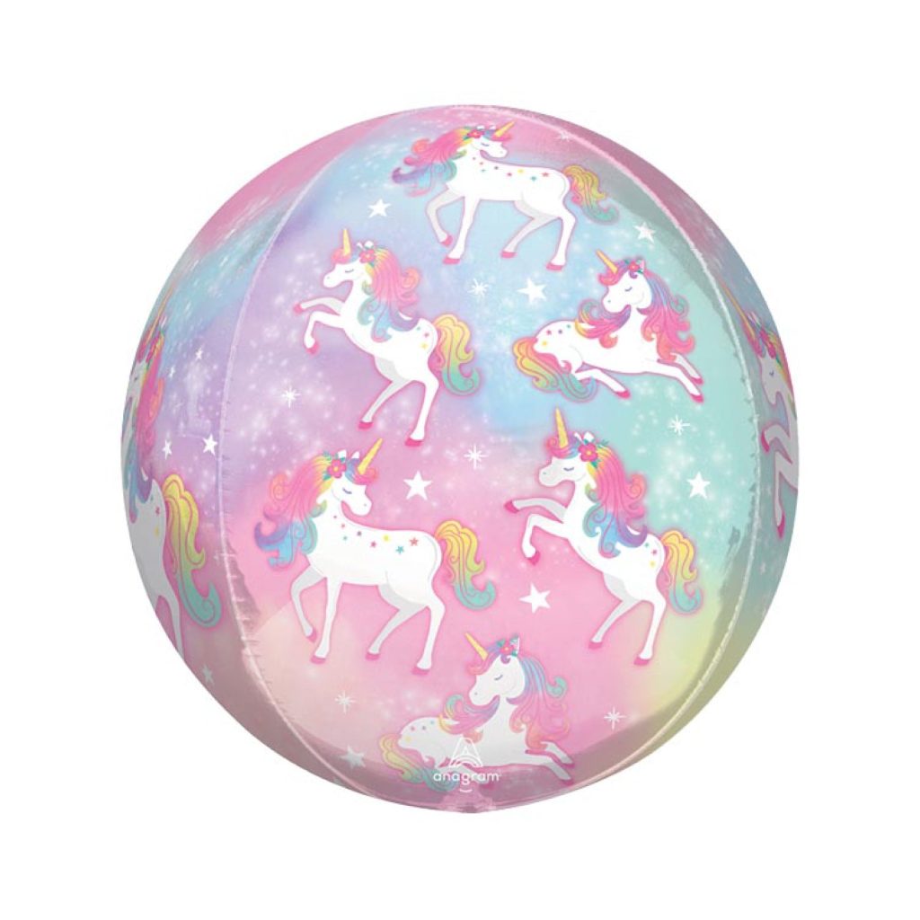 Enchanted Unicorn Plastic Orbz Balloon 15in