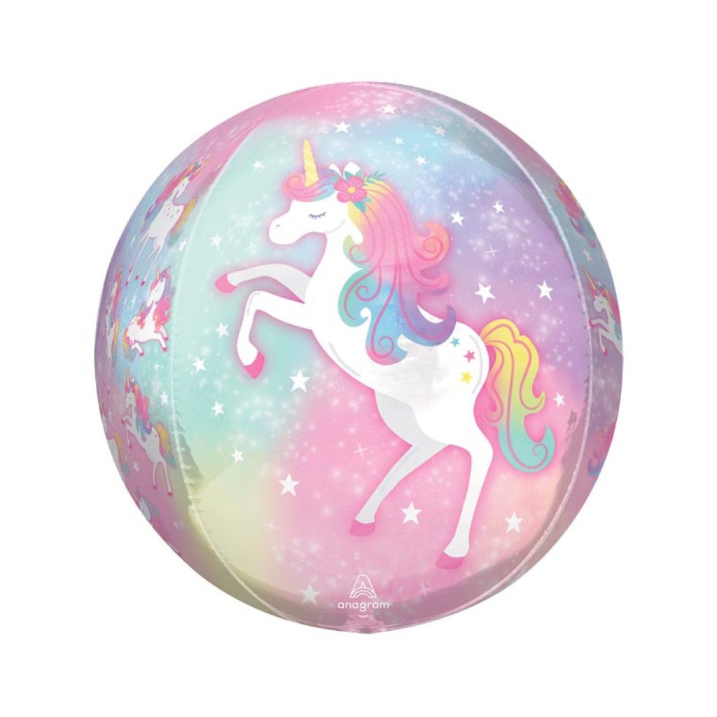 Enchanted Unicorn Plastic Orbz Balloon 15in