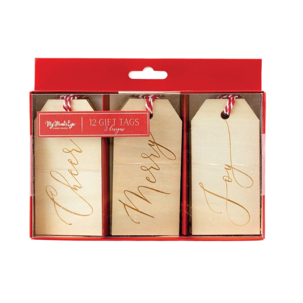 Wooden Christmas Gift Tag Set 12ct