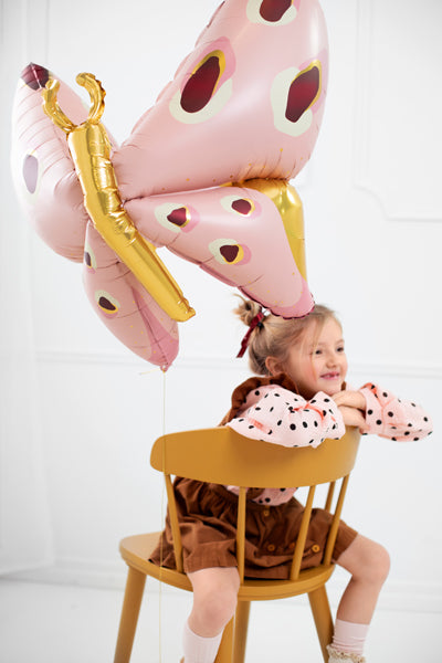 Pink & Gold Butterfly Balloon 48in