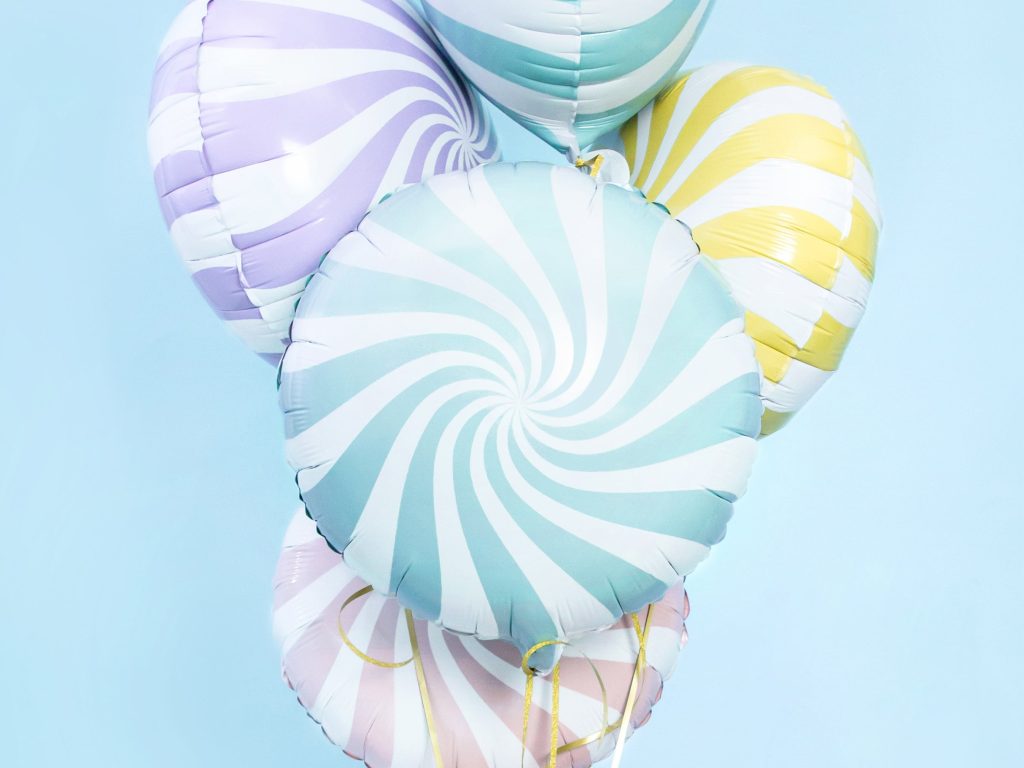 Light Blue Swirly Lollipop Foil Balloon 14in