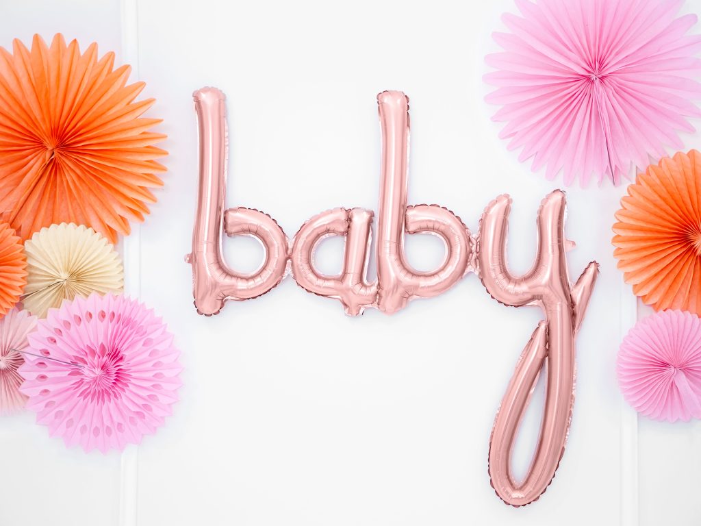 Rose Gold Baby Script Letter Balloon Banner 29in