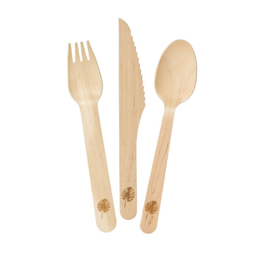 Tropical Wooden Cutlery Set For 6