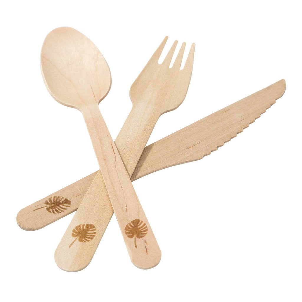 Tropical Wooden Cutlery Set For 6