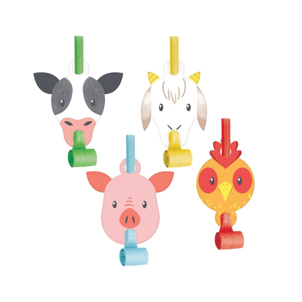 Farm Animal Blowout Noisemakers 8ct