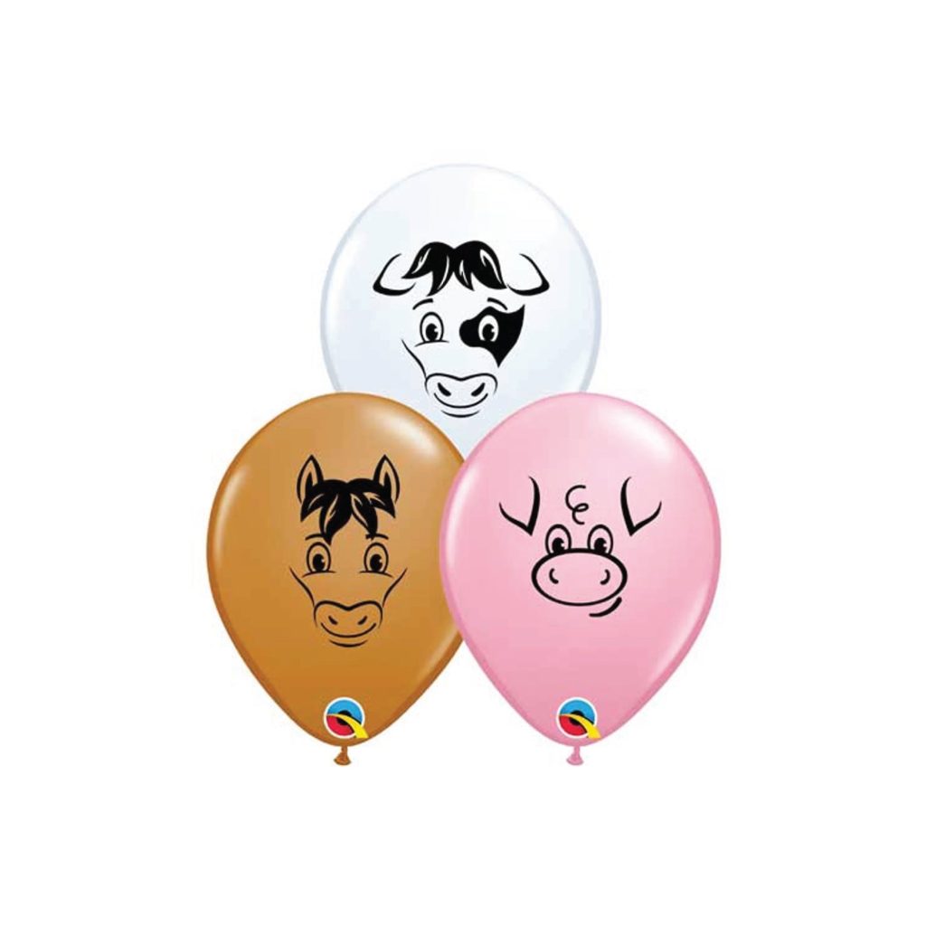 Farm Animal Face Small Latex Balloons 12ct