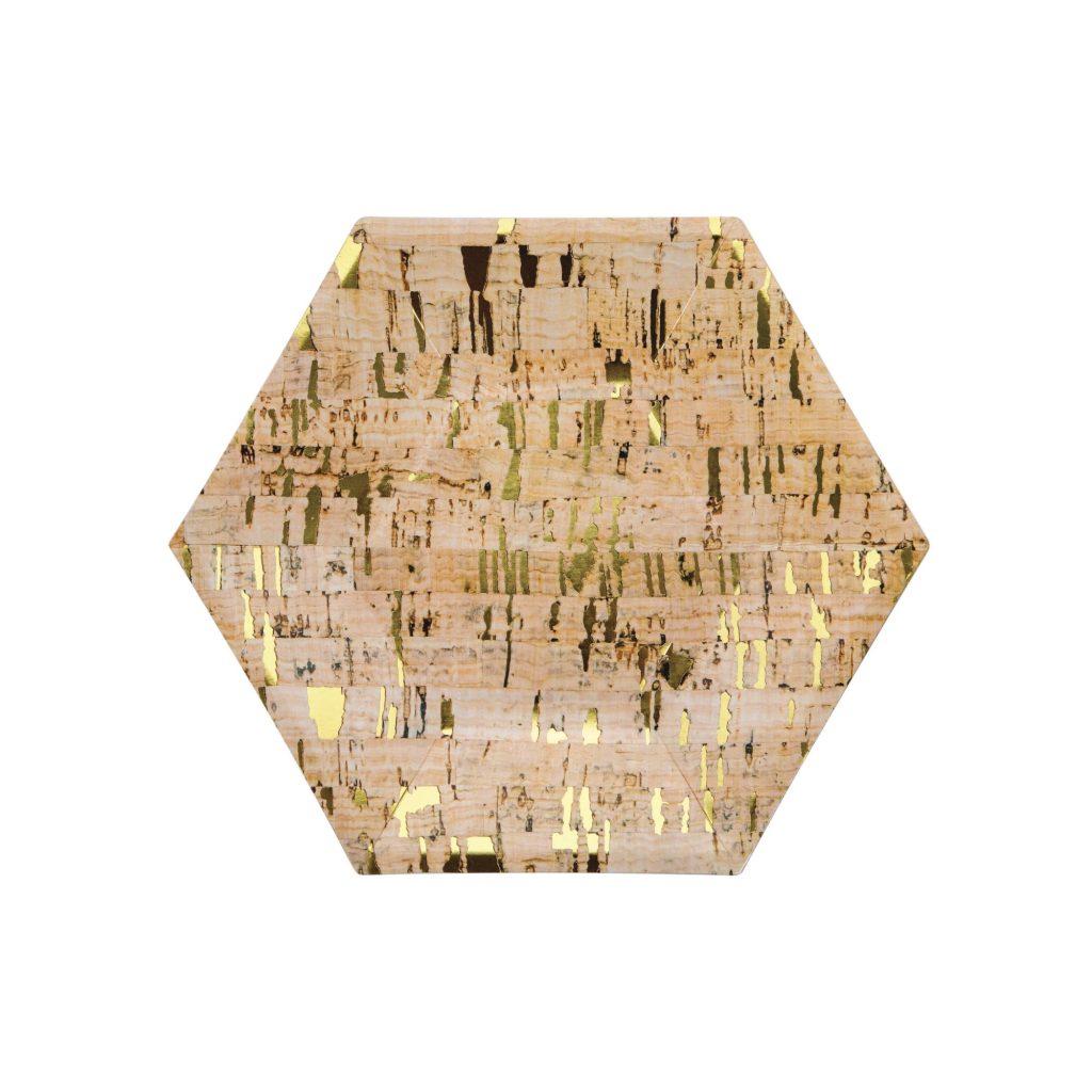 Hexagon Gold Foil Cork Dessert Plates 8ct