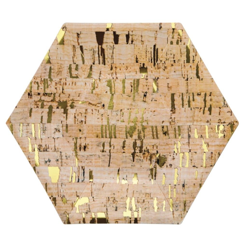 Hexagon Gold Foil Cork Lunch Plates 8ct