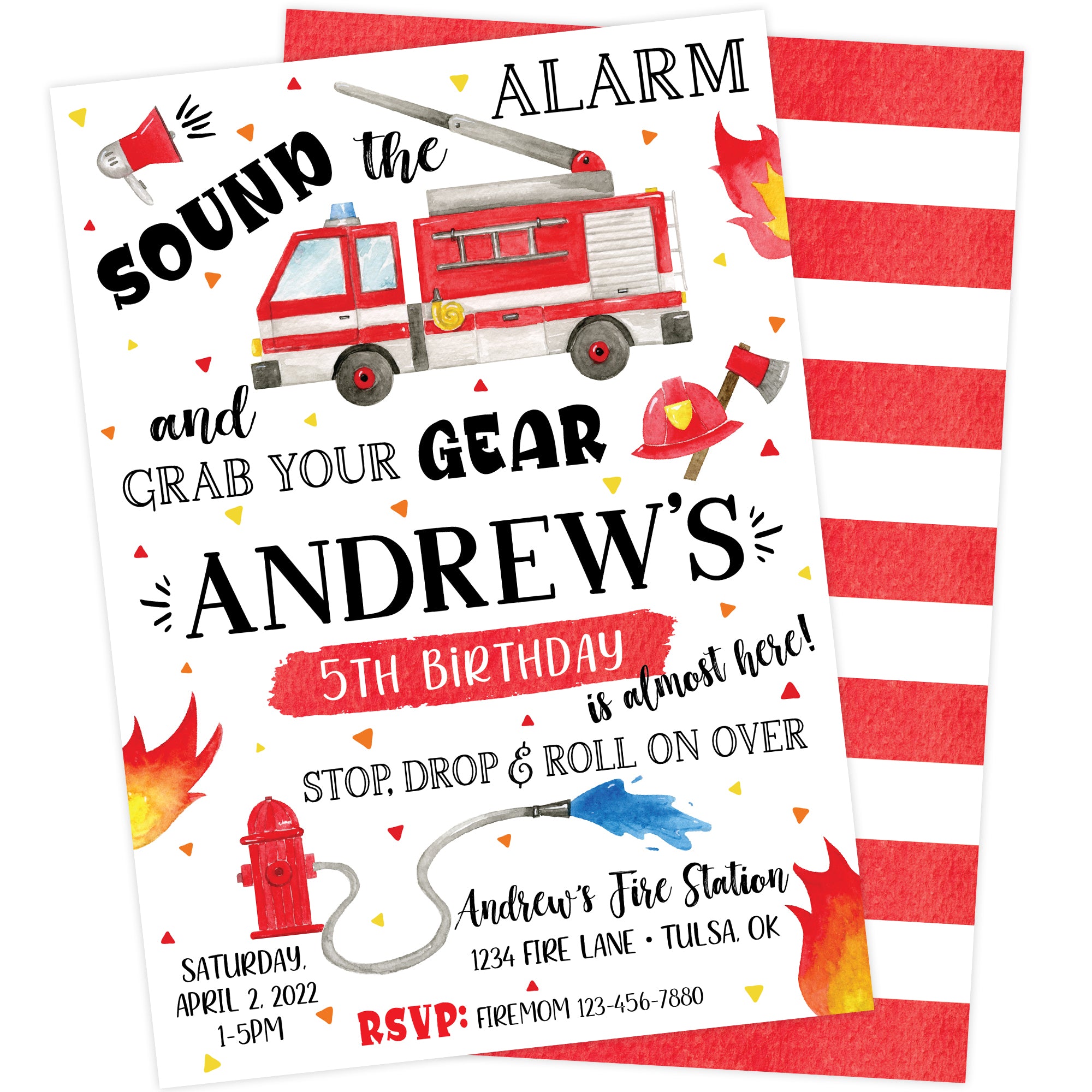 Fire Truck Birthday Party Invitation