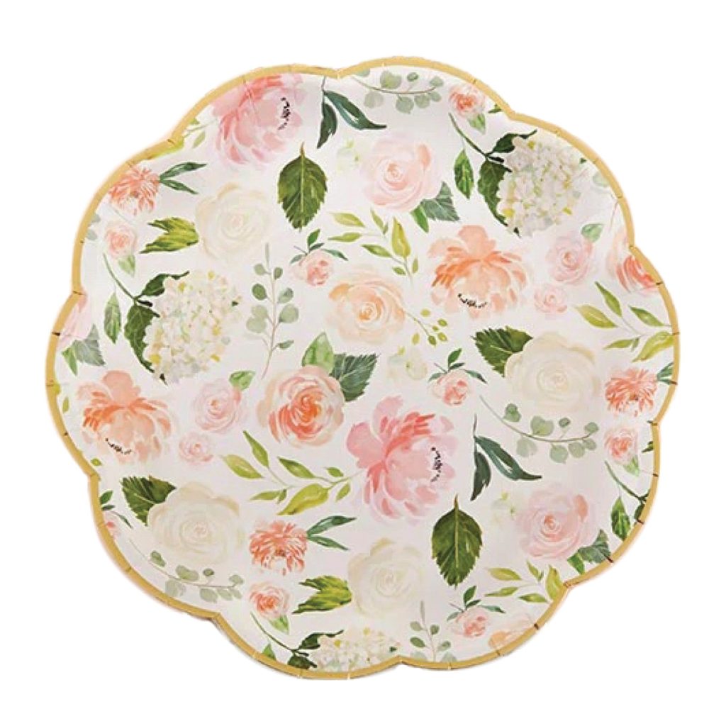 Floral Bridal Shower Scalloped Lunch Plates 16ct