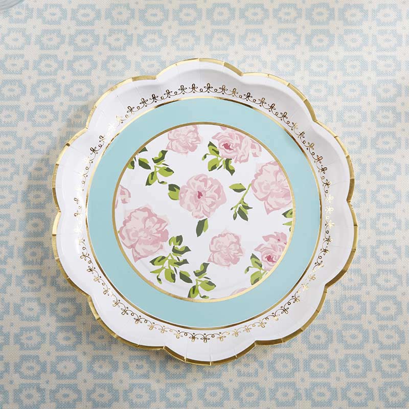 Blue Floral Tea Time Lunch Plates 16ct