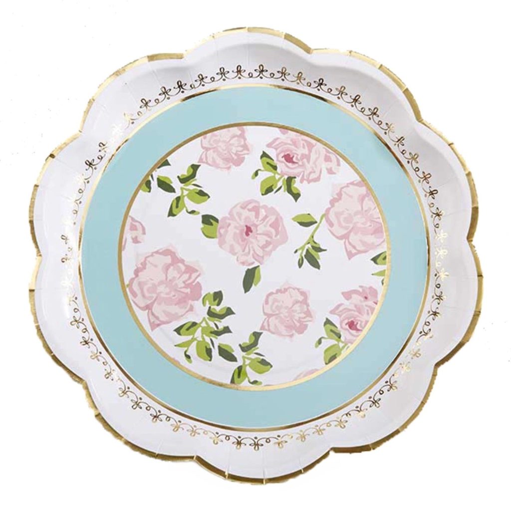 Blue Floral Tea Time Lunch Plates 16ct