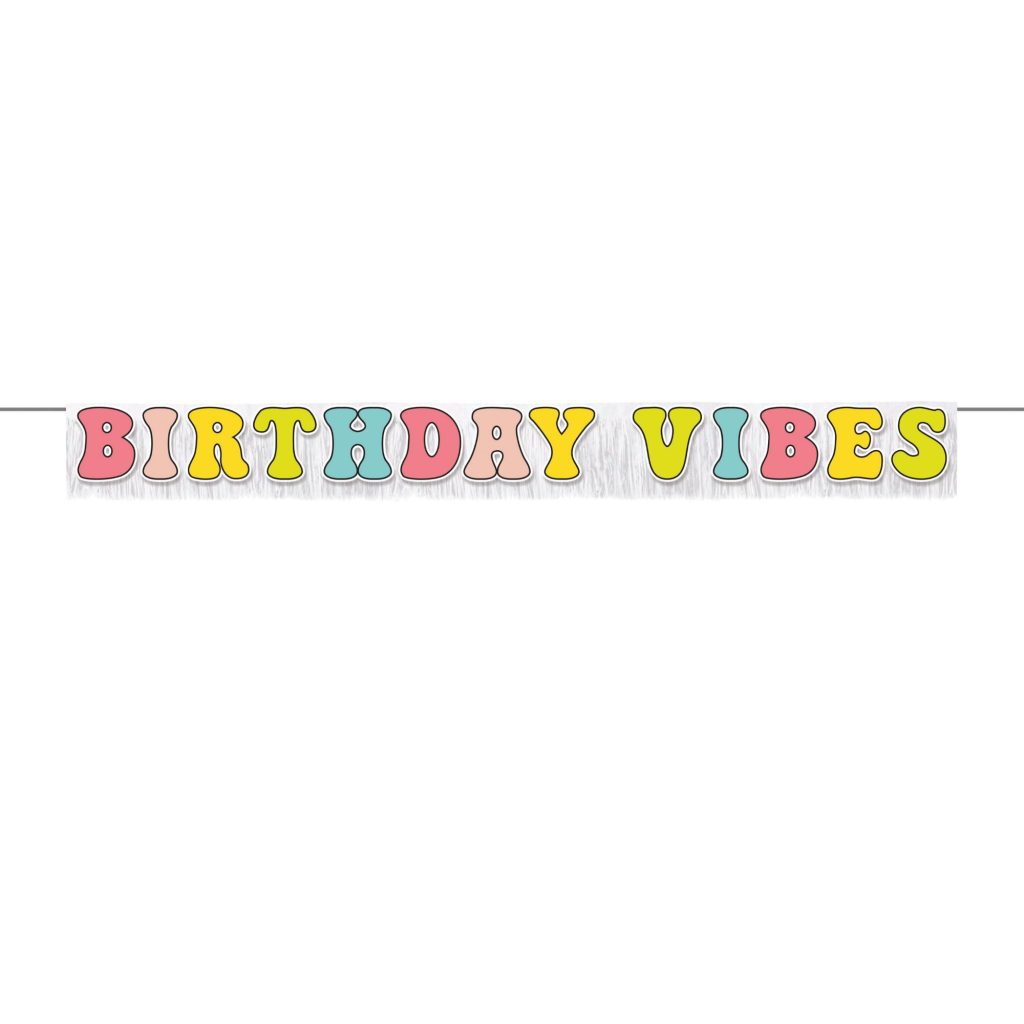 Groovy Birthday Vibes Fringe Banner 5ft