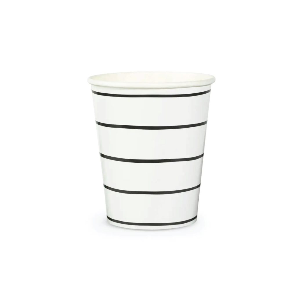 Frenchie Black Striped Cups 8ct