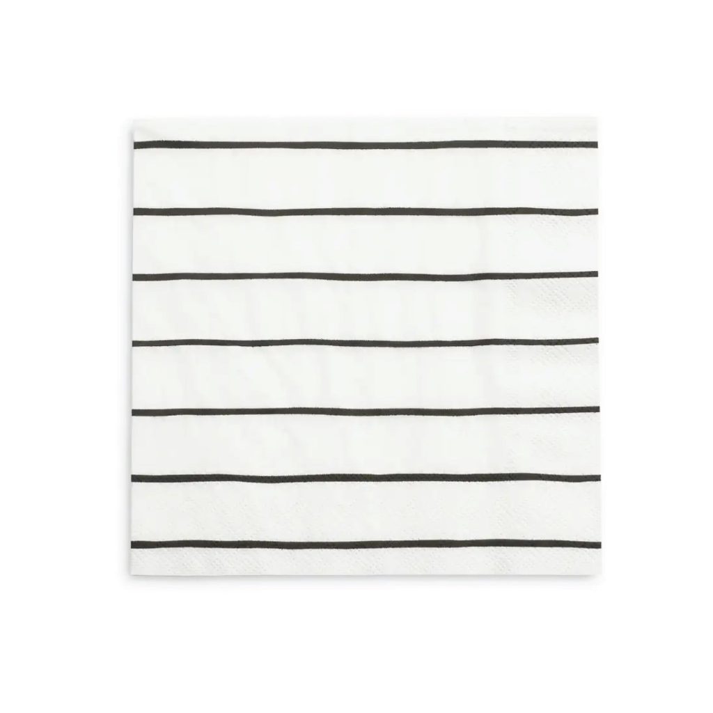 Frenchie Black Striped Lunch Napkins 16ct