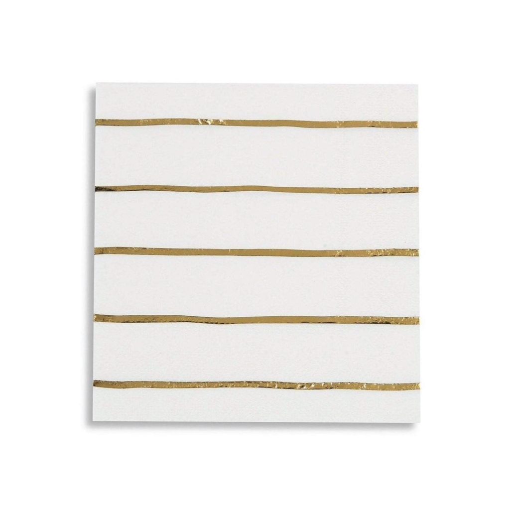 Frenchie Metallic Gold Striped Lunch Napkins 16ct