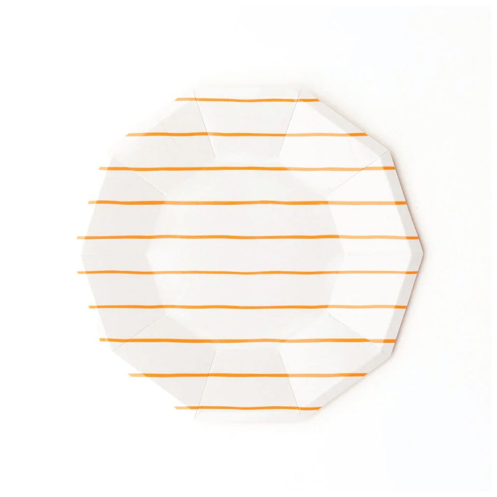 Frenchie Orange Striped Dessert Plates 8ct