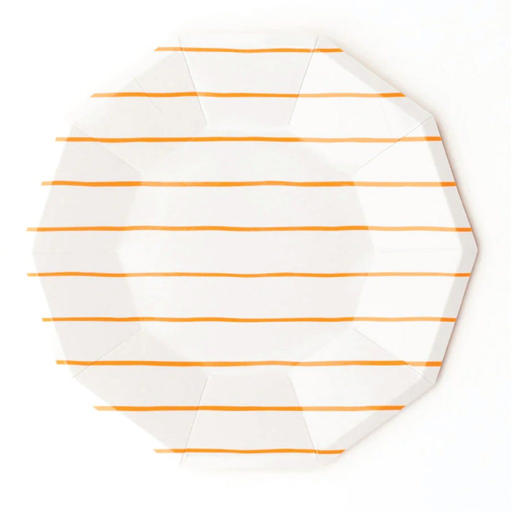 Frenchie Orange Striped Lunch Plates 8ct