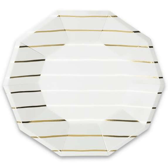 Frenchie Metallic Gold Striped Lunch Plates 8ct