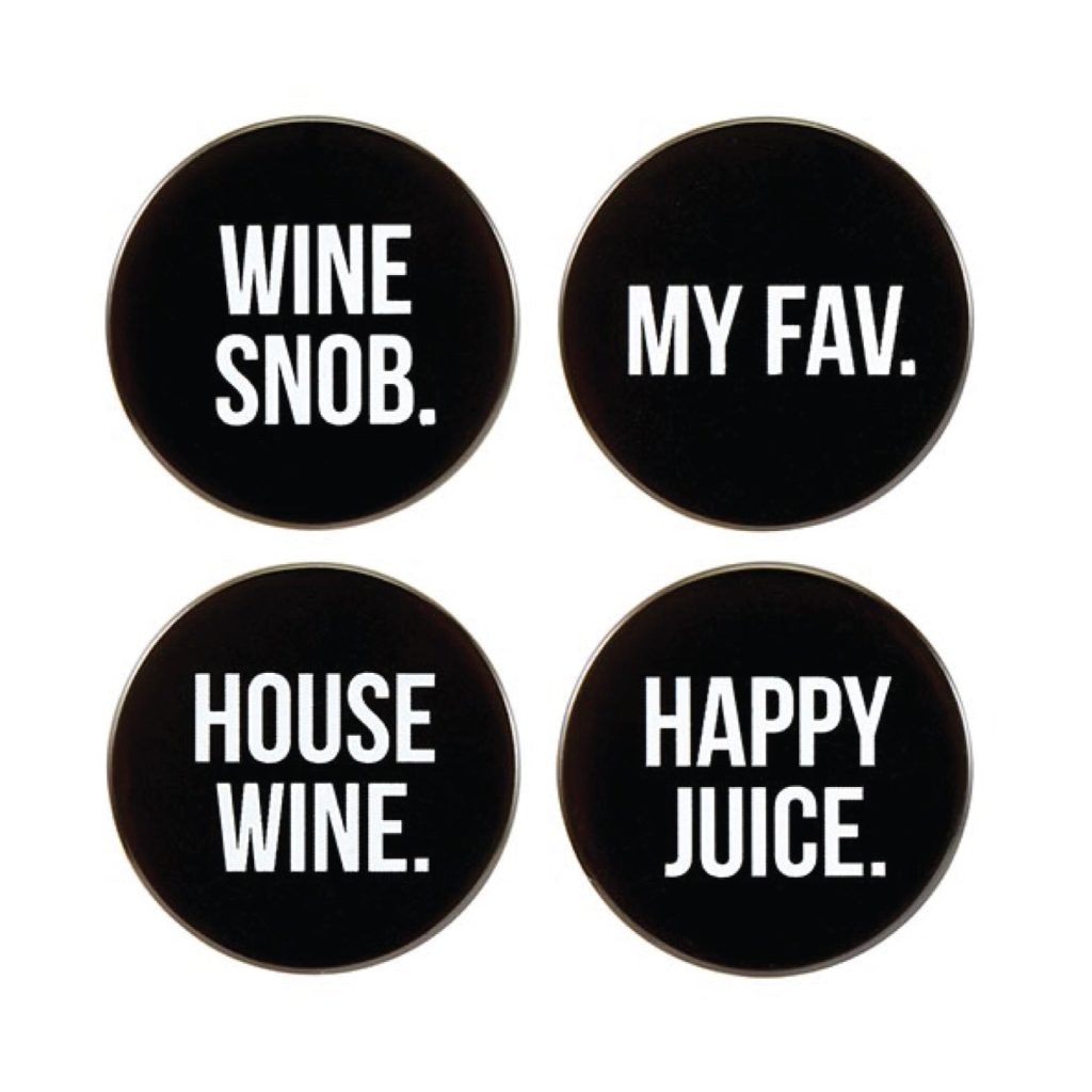 Fun Worded Black Wine Bottle Stoppers 4ct