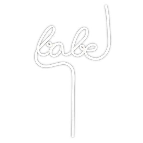 White Babe Plastic Word Straw 1ct