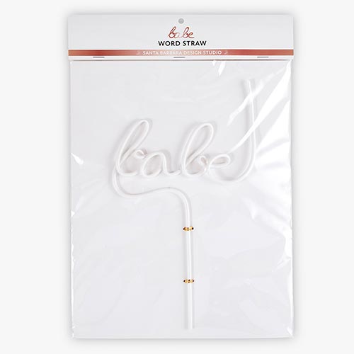 White Babe Plastic Word Straw 1ct