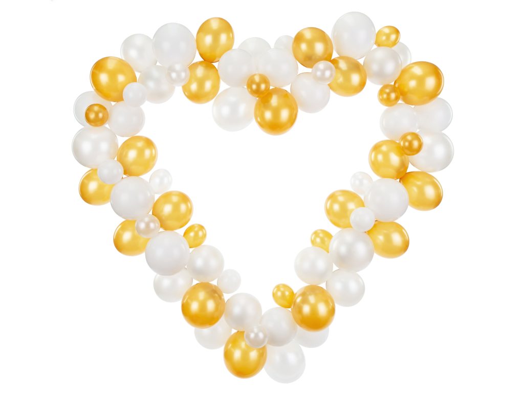 White & Gold Heart Balloon Garland Kit 68pc