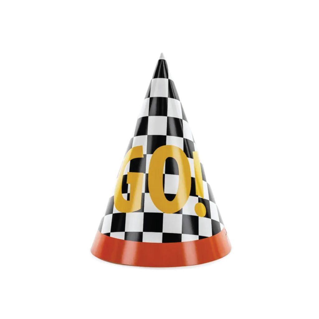 Checkered Flag Go! Race Car Party Hats 6ct