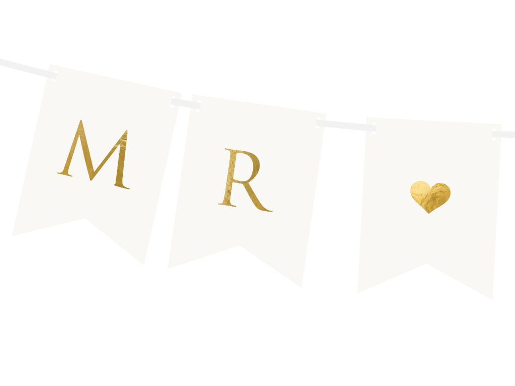 DIY White And Gold Mr. & Mrs. Pennant Banner