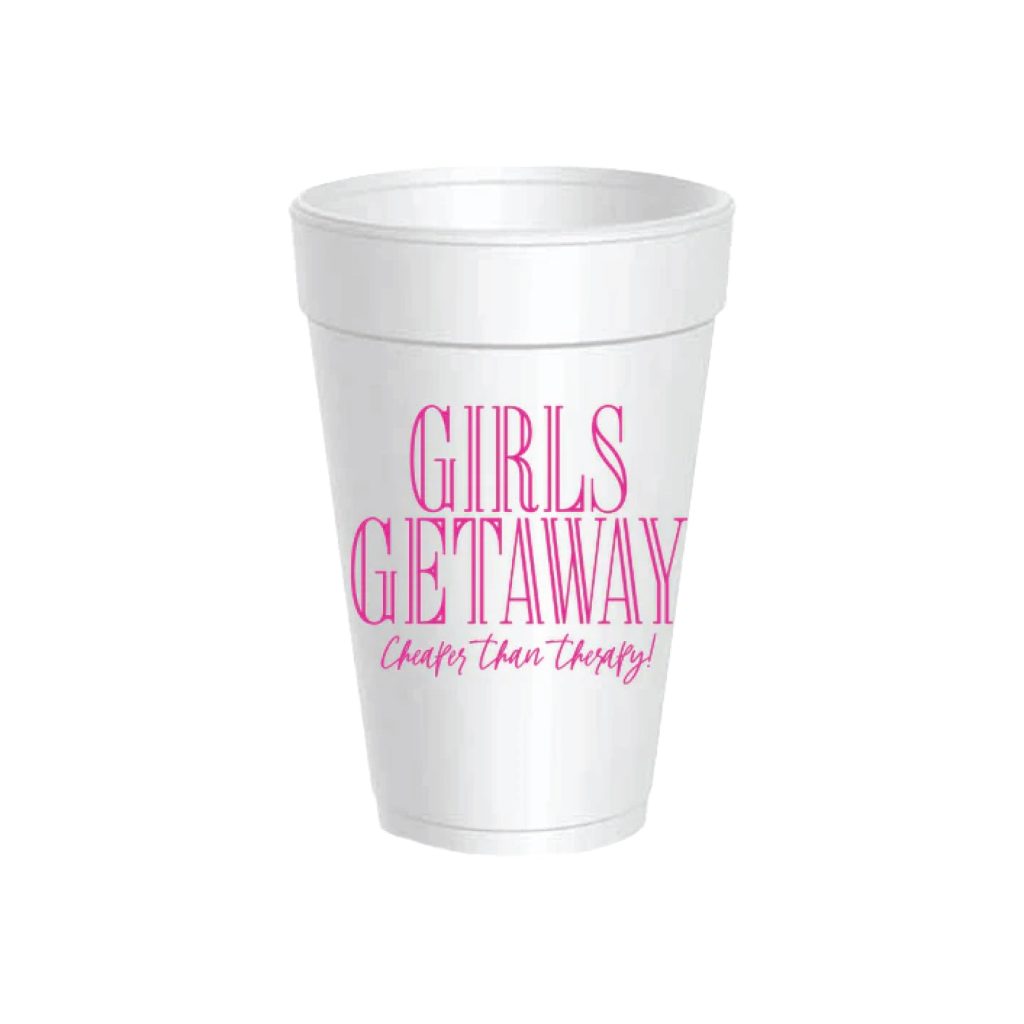 Girls Getaway Cheaper Than Therapy Styrofoam Cups & Lids 10ct